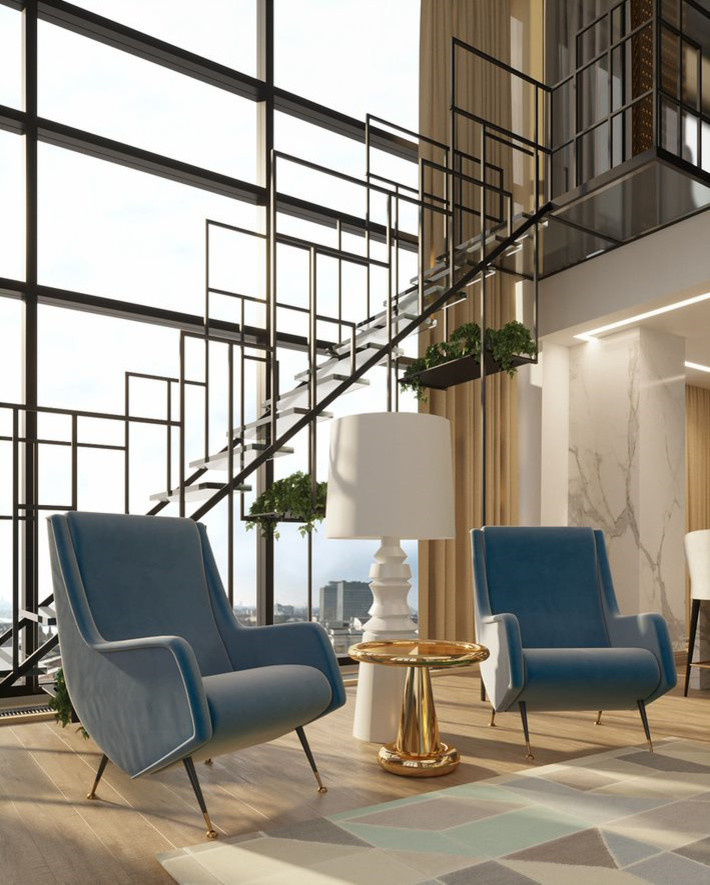 Пентхаус с террасой и камином в Art Residence
