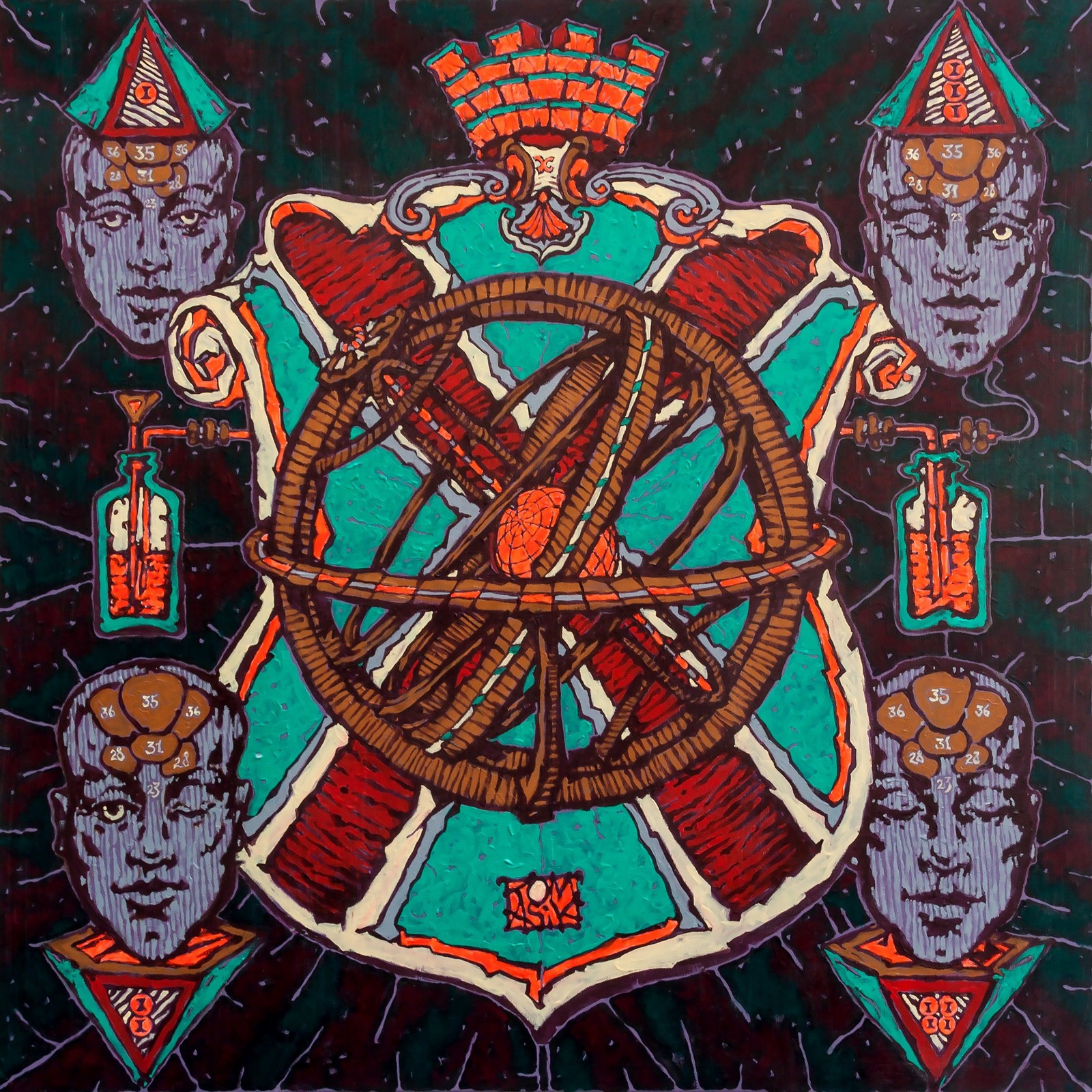 Contemporary wall art. Colorful original painting on canvas.