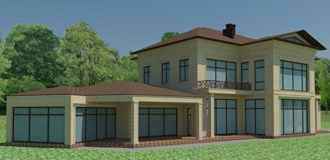 Фасад коттеджа 1400 кв.м.