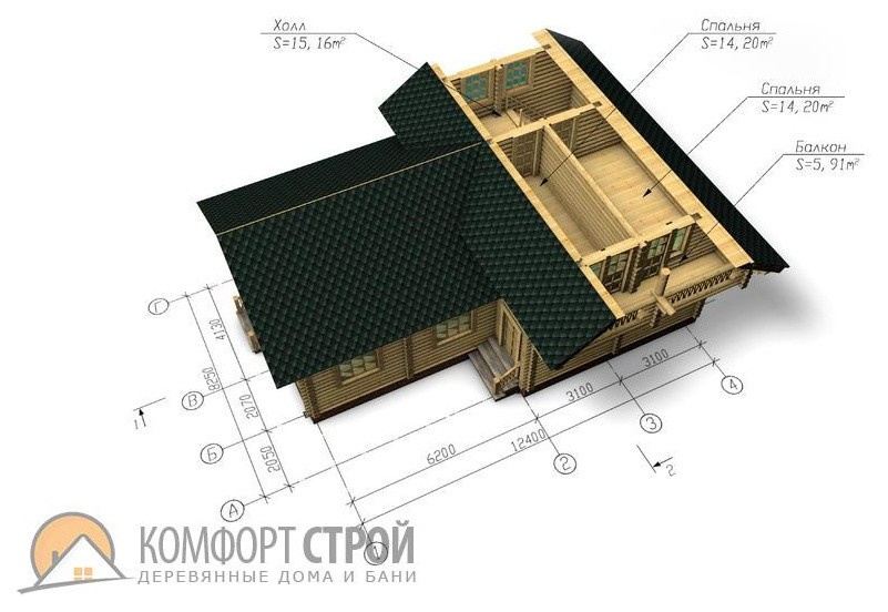 Дом-баня с бассейном 130.11 м2 8.25х12.4