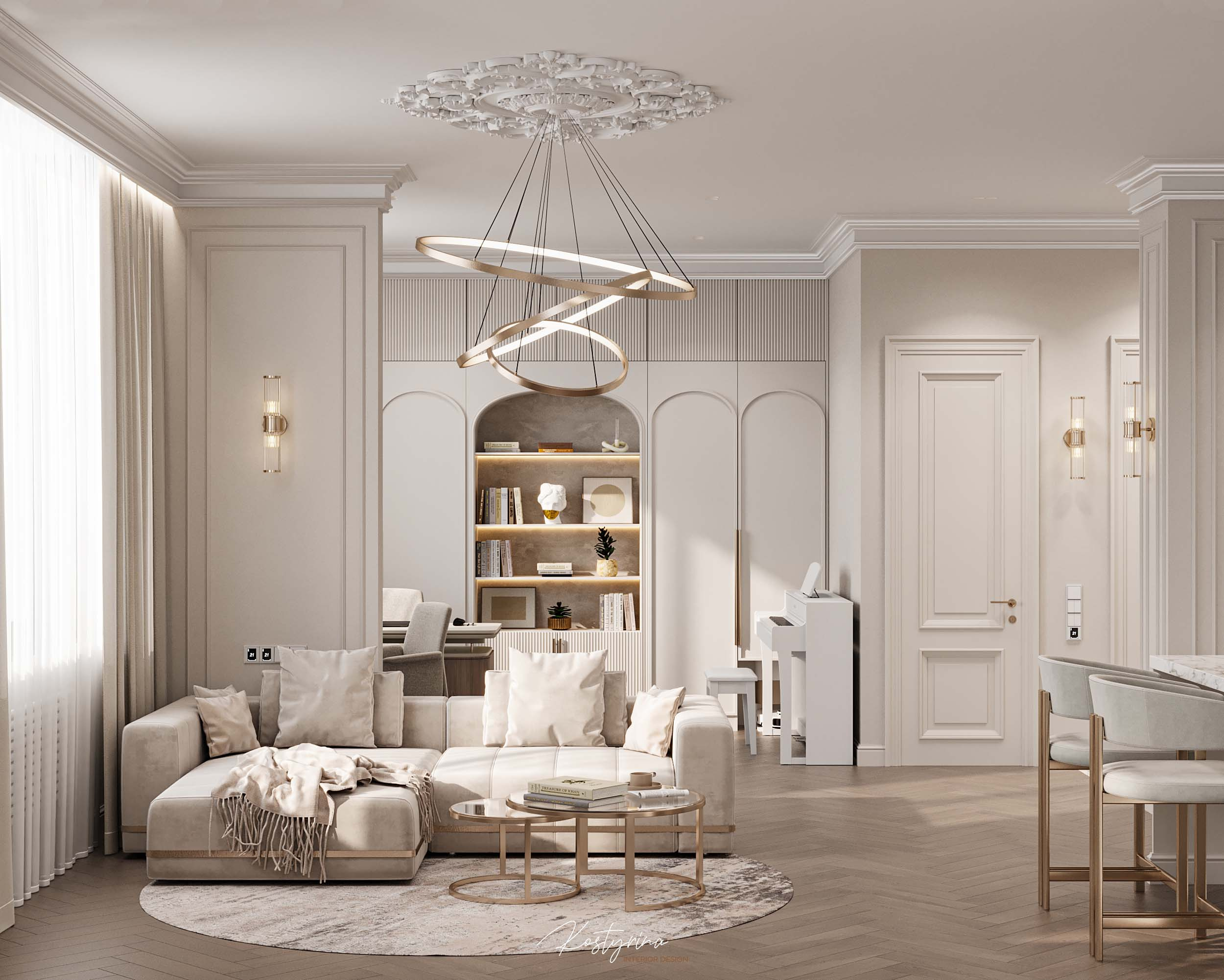 Обложка проекта: Интерьер для молодой пары в стиле неоклассика - 70 м²