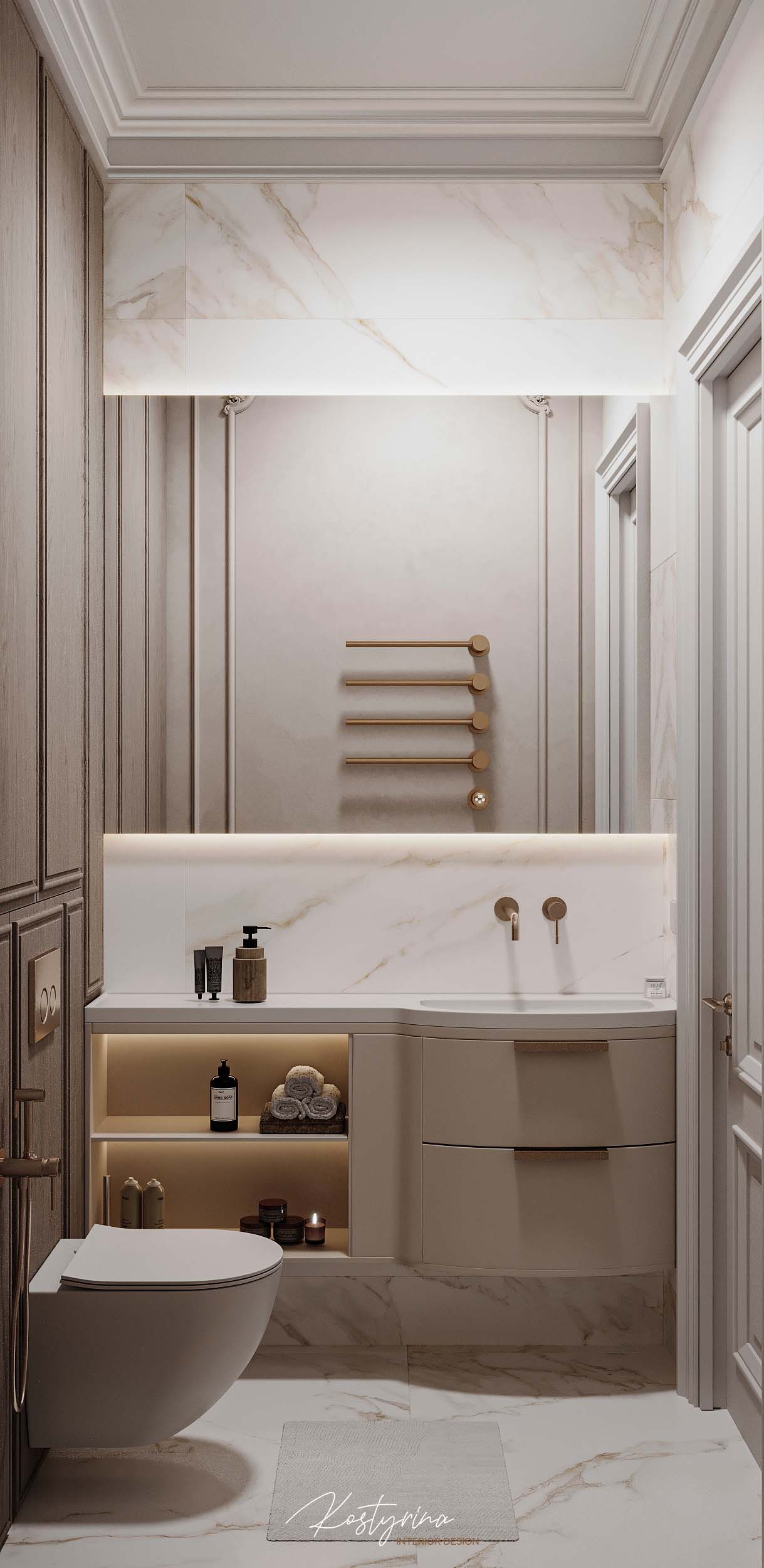 Интерьер для молодой пары в стиле неоклассика - 70 м²