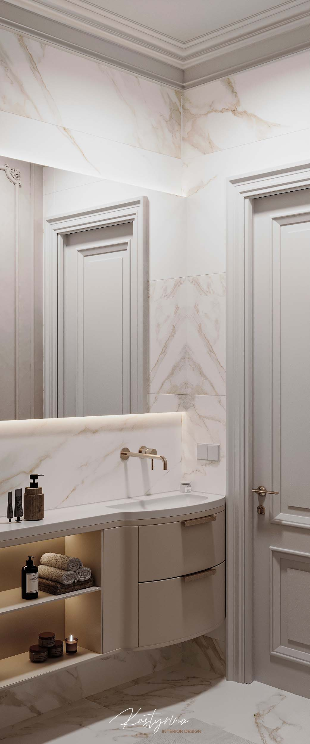 Интерьер для молодой пары в стиле неоклассика - 70 м²