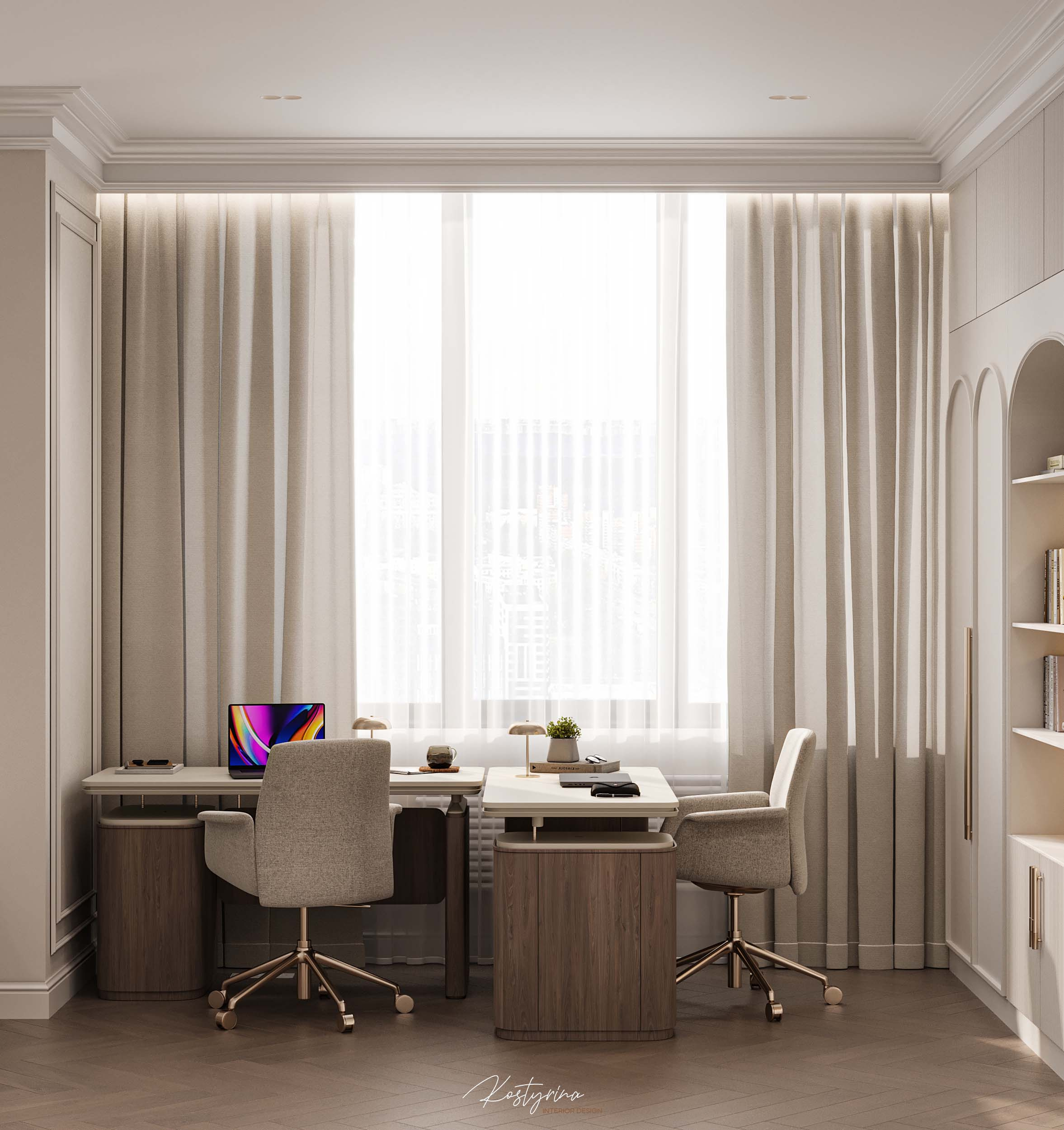 Интерьер для молодой пары в стиле неоклассика - 70 м²