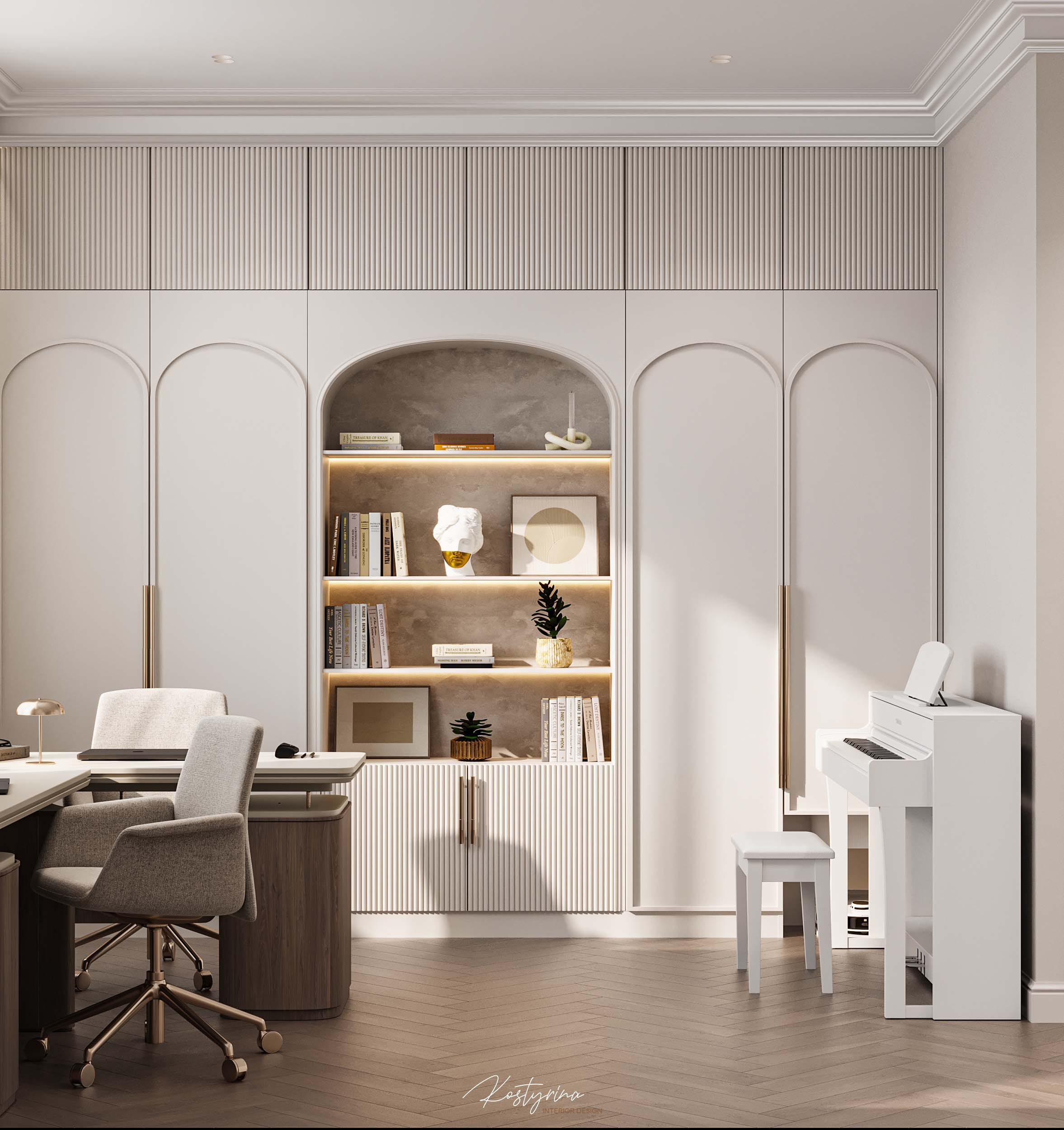 Интерьер для молодой пары в стиле неоклассика - 70 м²