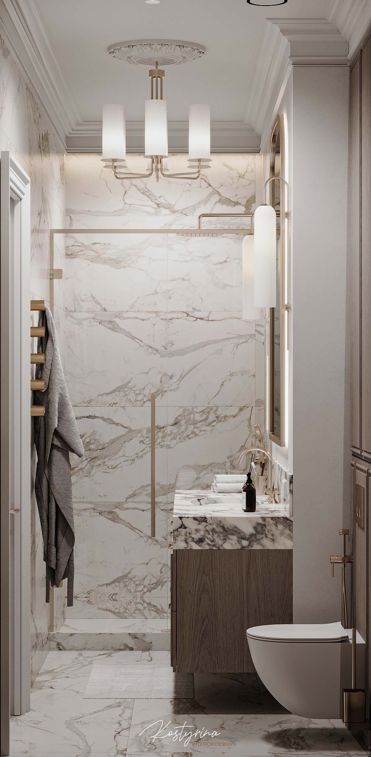 Интерьер для молодой пары в стиле неоклассика - 70 м²