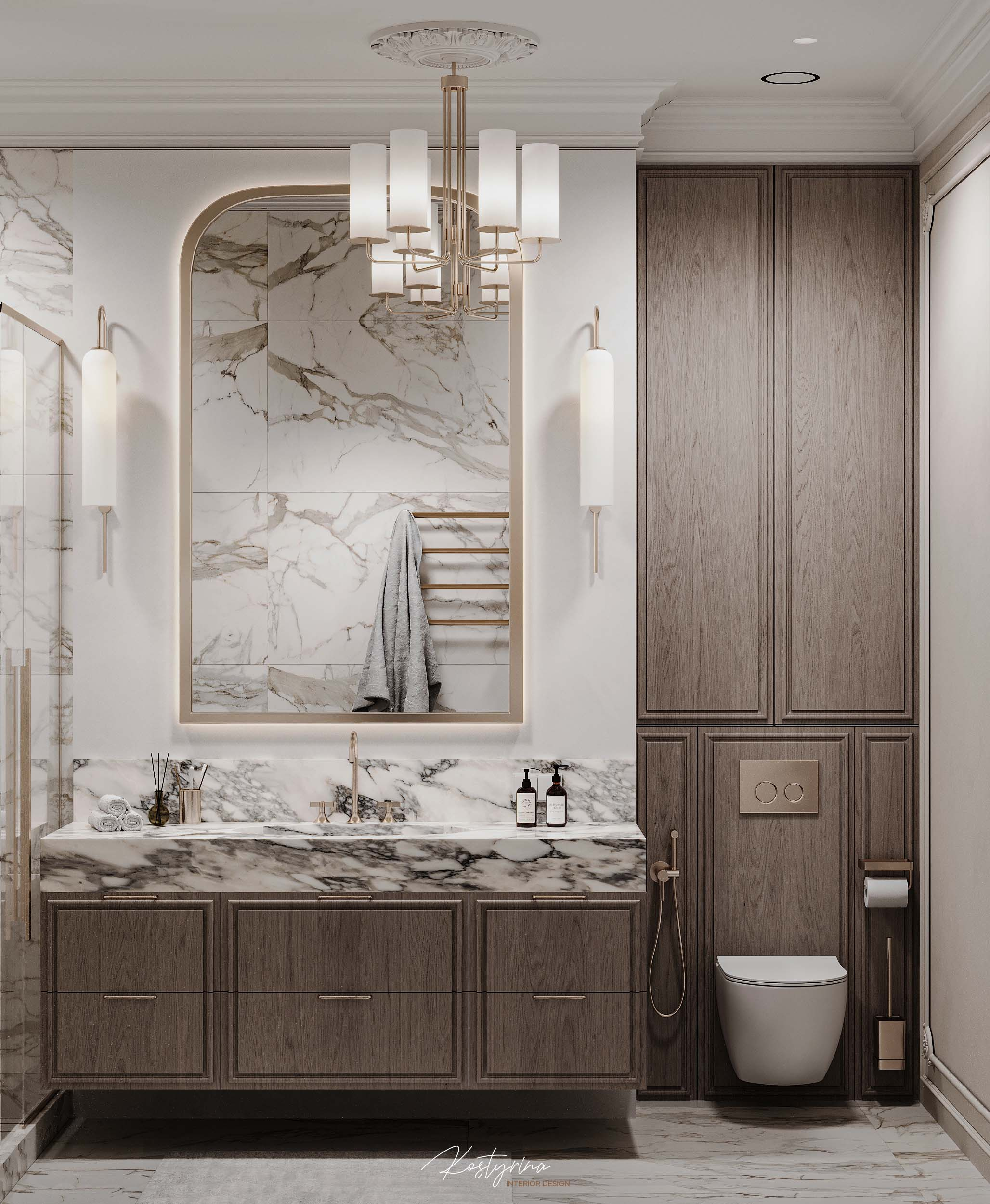 Интерьер для молодой пары в стиле неоклассика - 70 м²