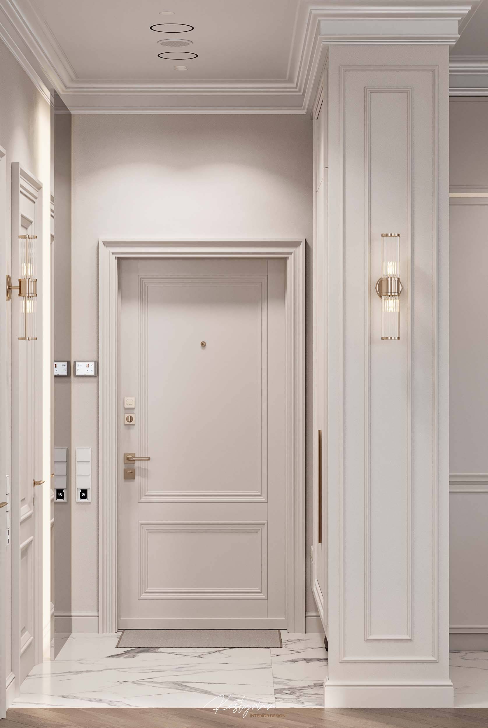 Интерьер для молодой пары в стиле неоклассика - 70 м²