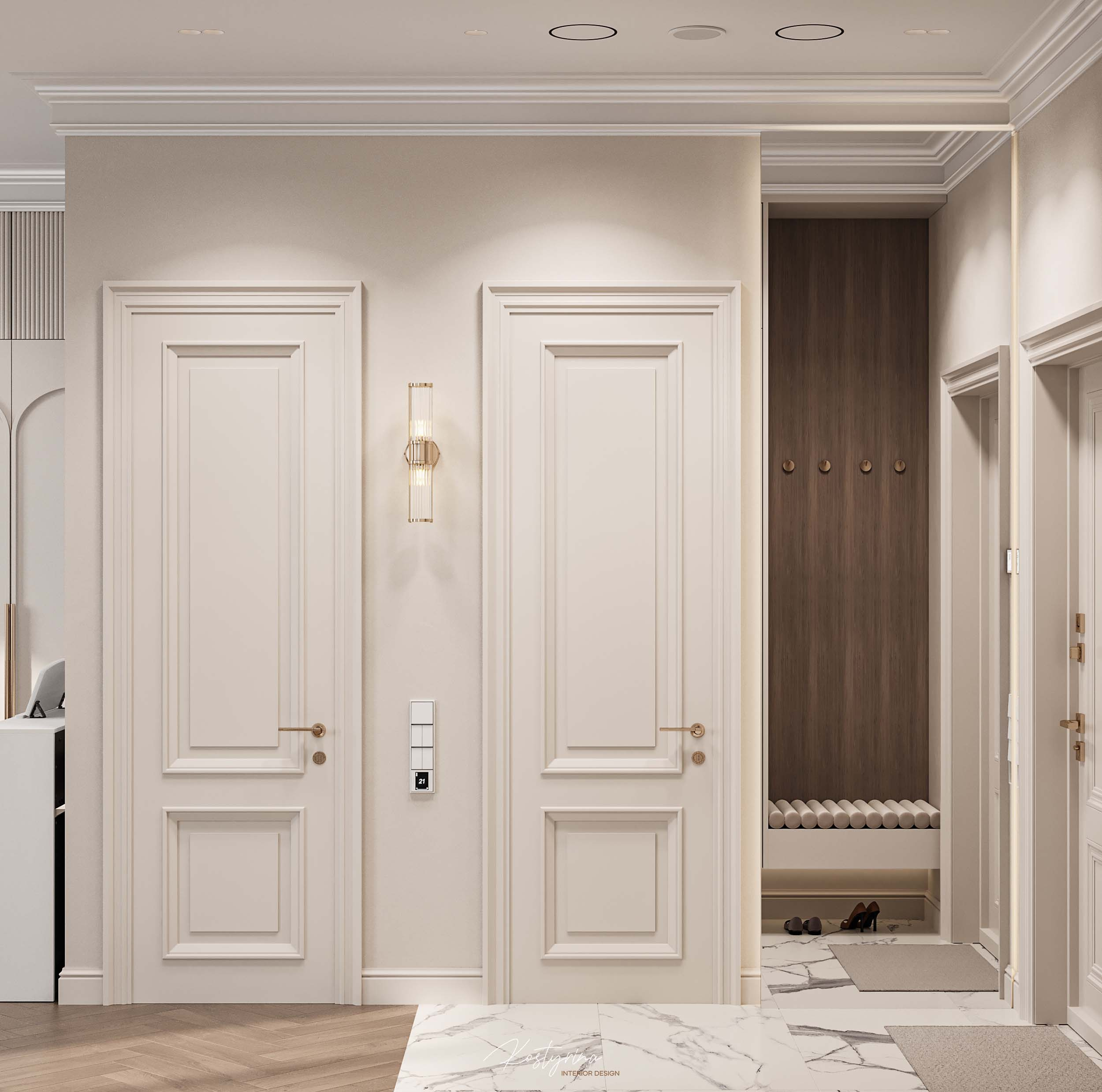 Интерьер для молодой пары в стиле неоклассика - 70 м²