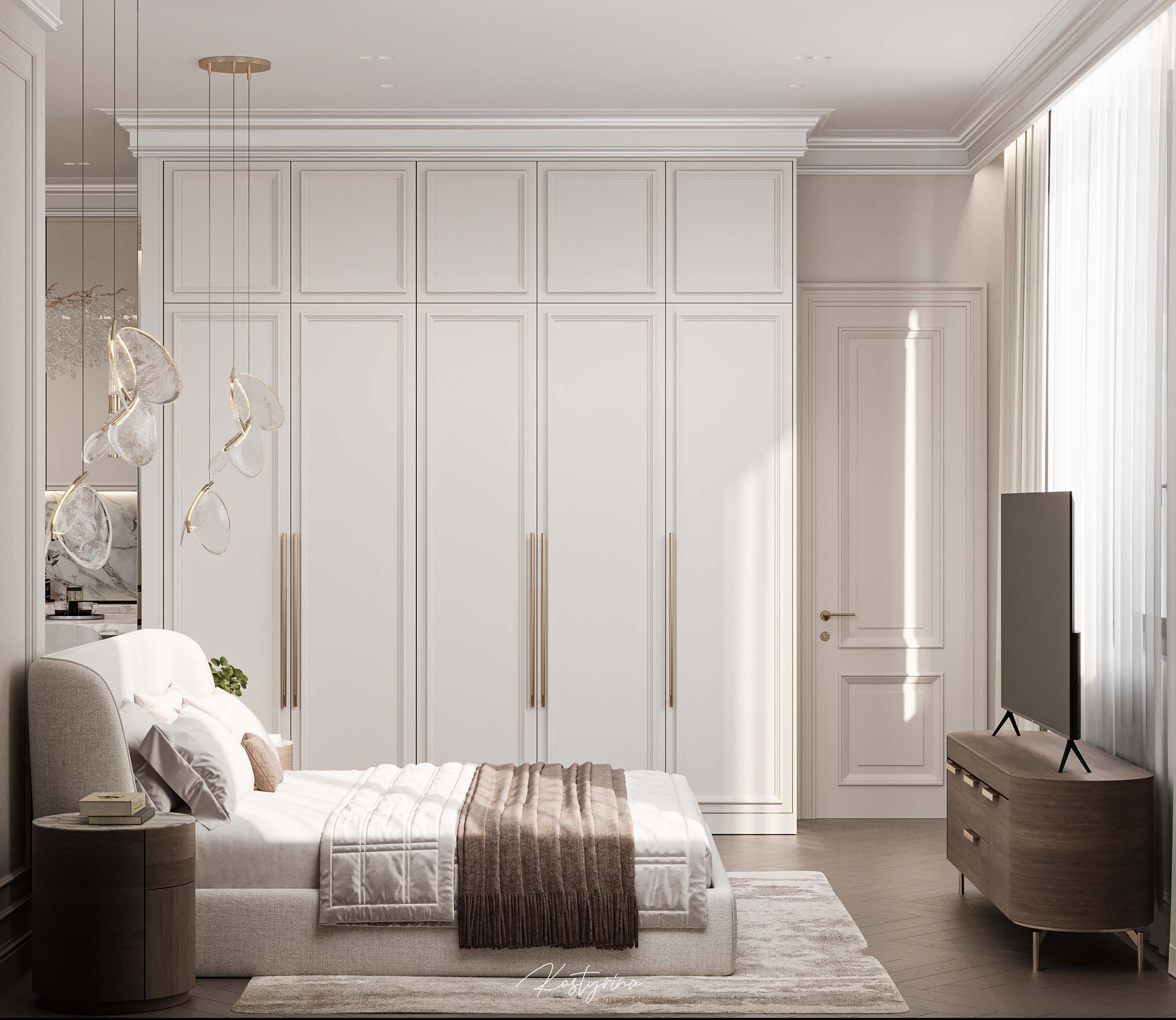 Интерьер для молодой пары в стиле неоклассика - 70 м²