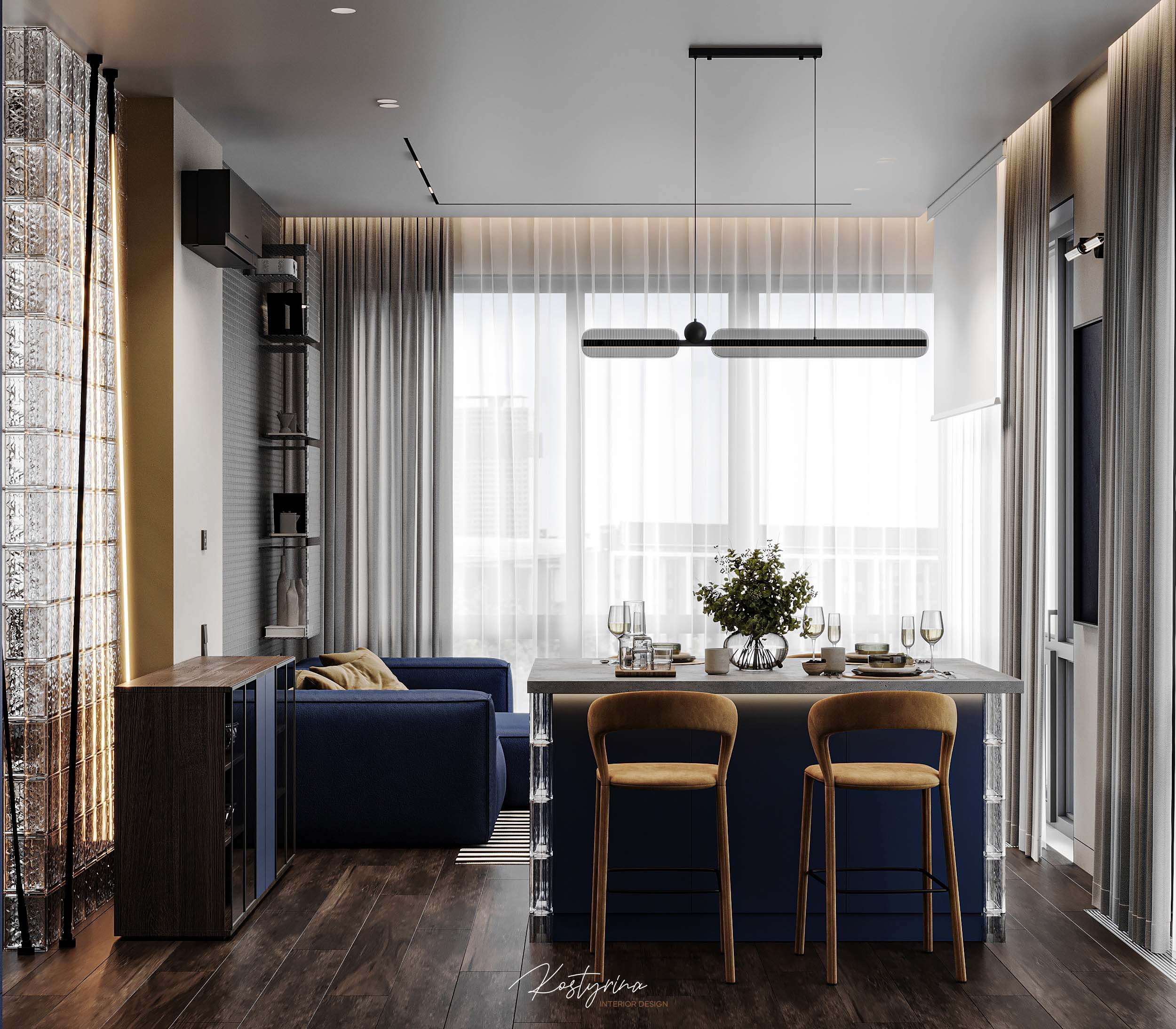 Брутальный интерьер квартиры в ЖК «Символ» - 60м²