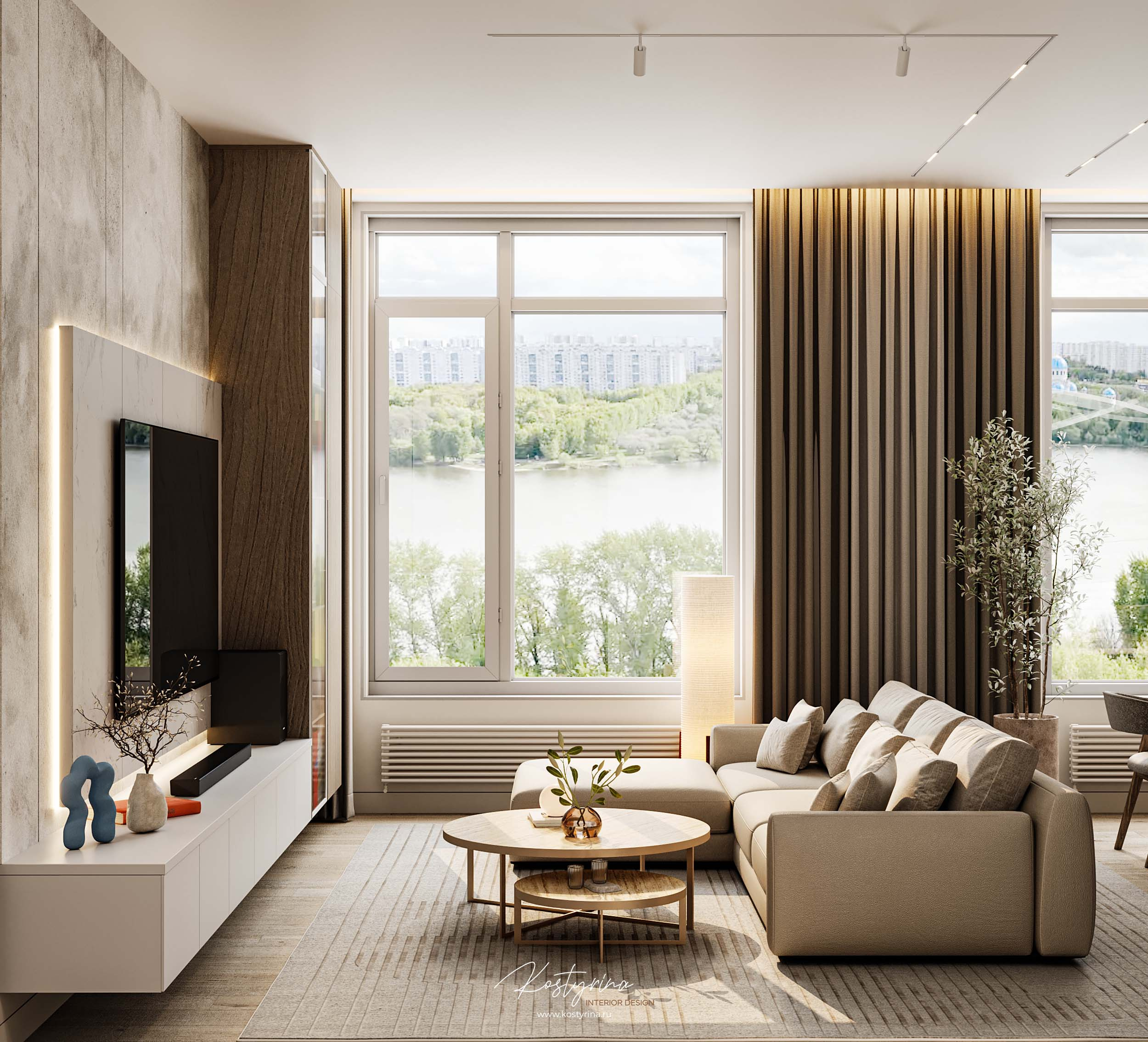 Светлая квартира у реки в ЖК «NOW» 95 м²