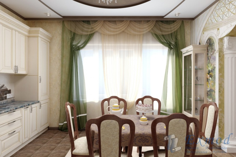 Дизайн кухни - гостиной в загородном доме