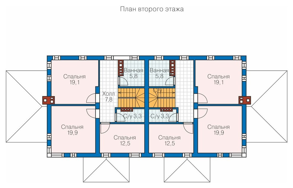 Проект таунхауса с двумя секциями  в современном стиле