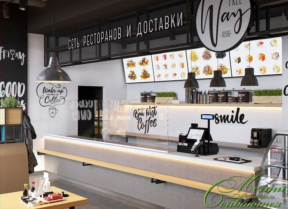 Интерьер кафе в стиле лофт