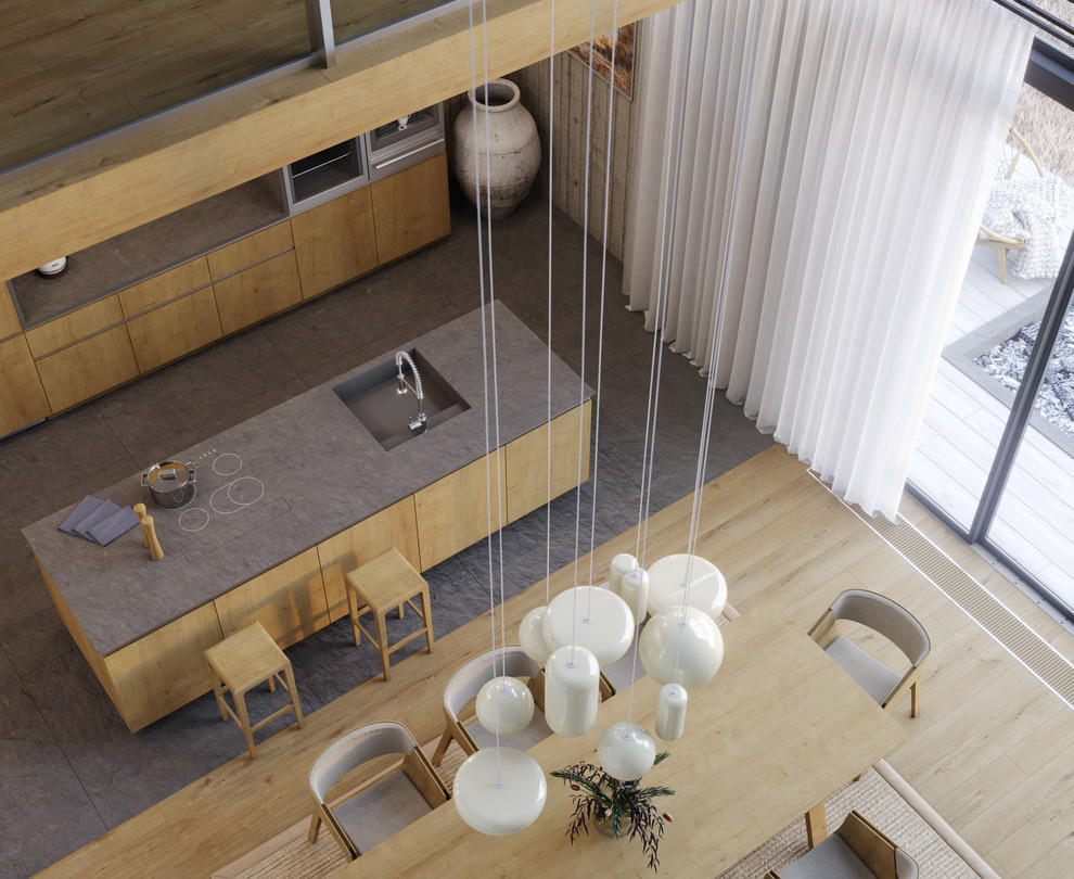 Honey oak kitchen