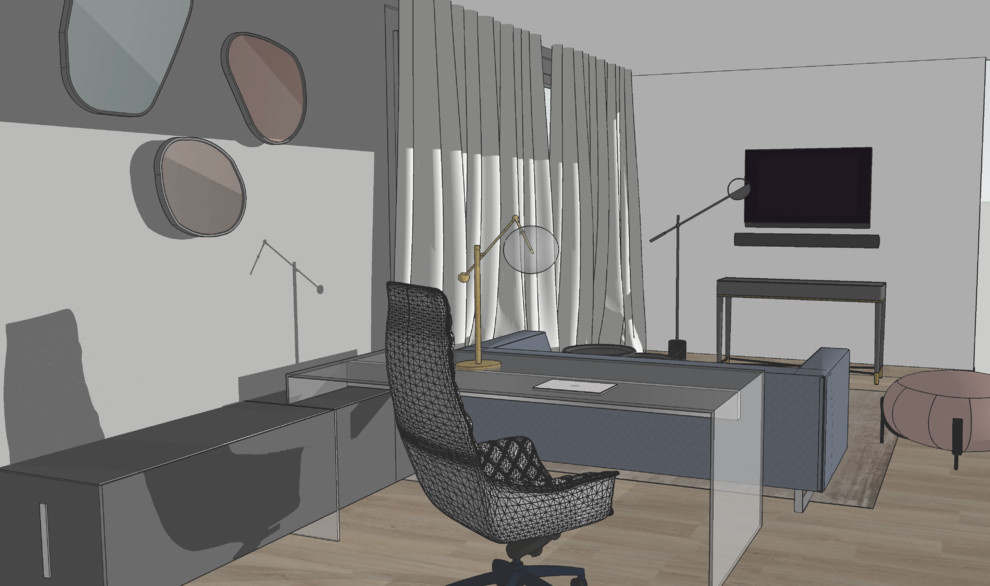 Private House.Home office with Lounge.