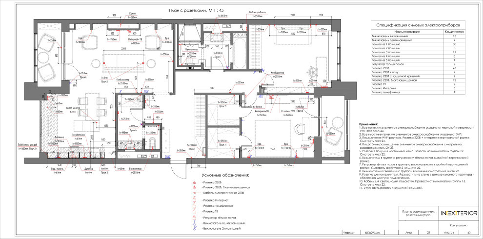 План электрики (освещения и розеток): примеры