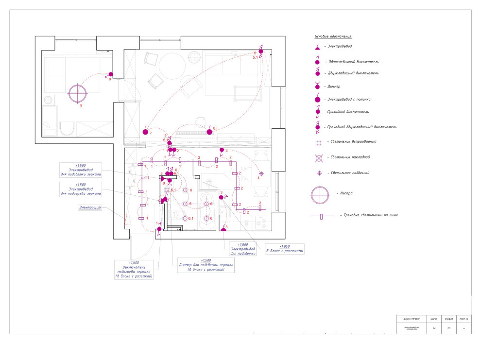 План электрики (освещения и розеток): примеры