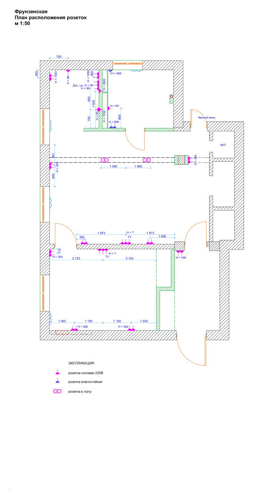 План электрики (освещения и розеток): примеры