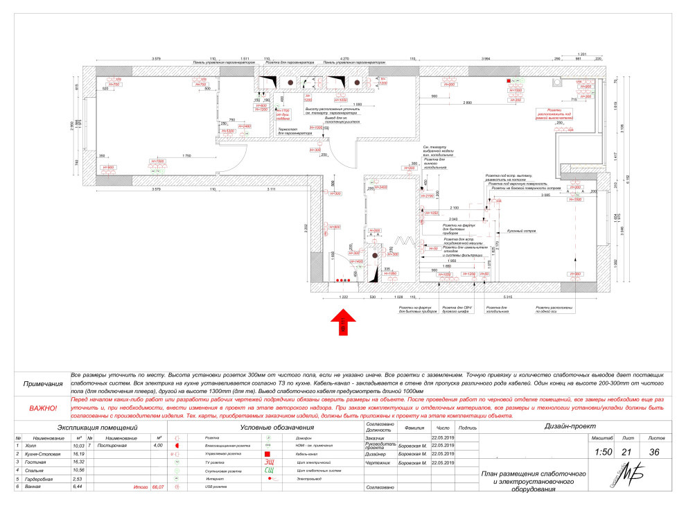 План электрики (освещения и розеток): примеры