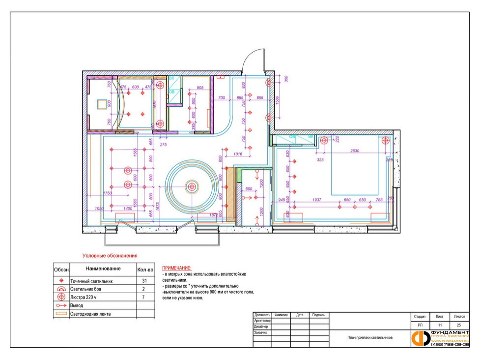 План электрики (освещения и розеток): примеры