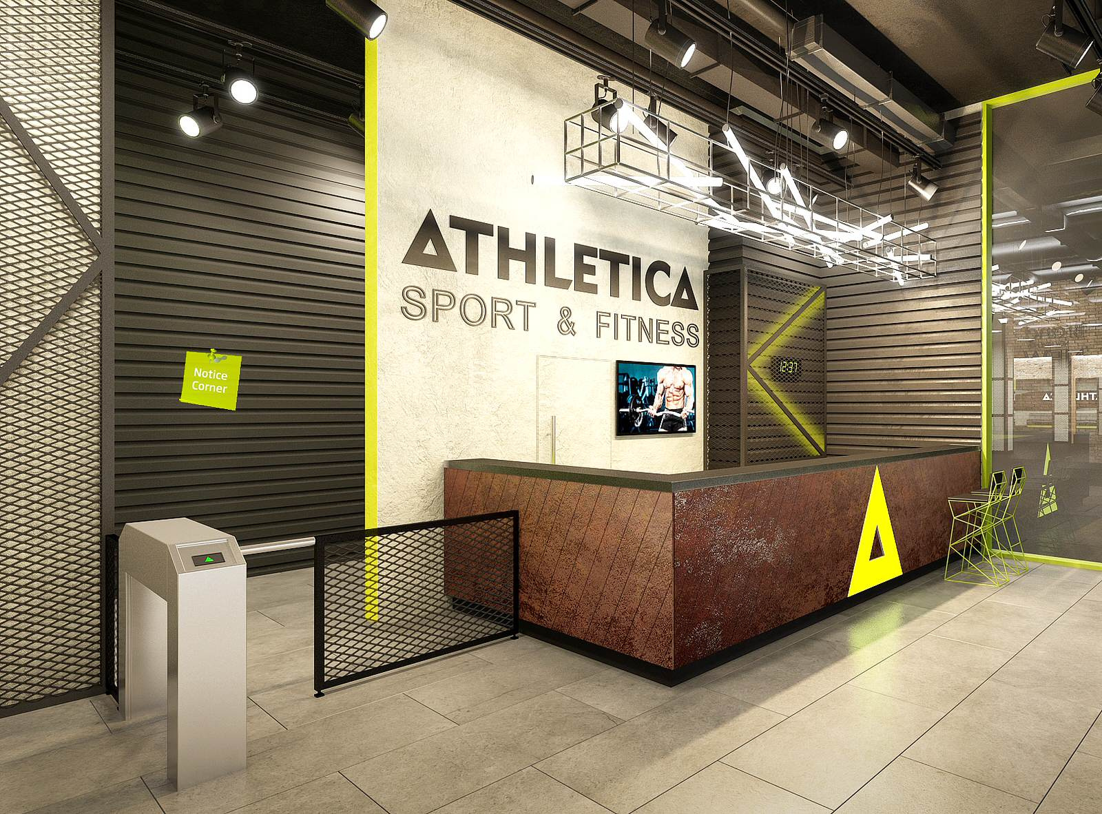 Стойка ресепшн фитнес-клуба ATHLETICA