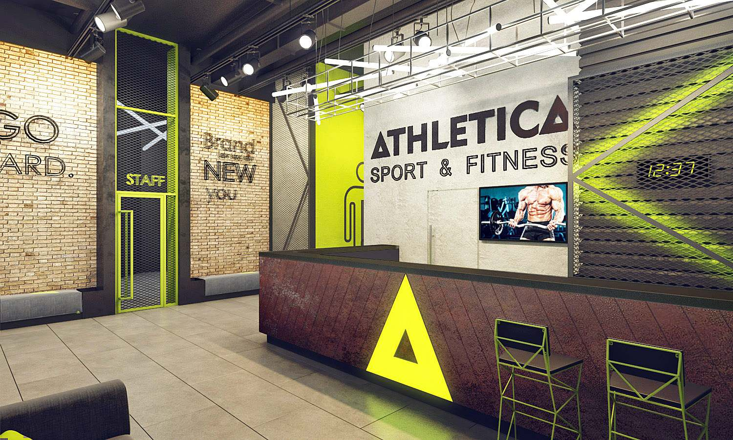 Стойка ресепшн фитнес-клуба ATHLETICA