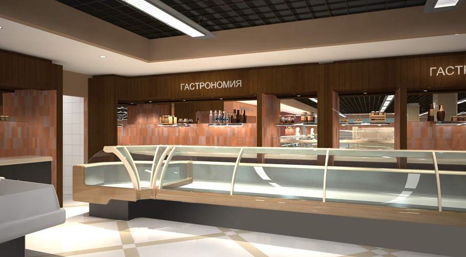 Дизайн интерьера продовольственного супермаркета