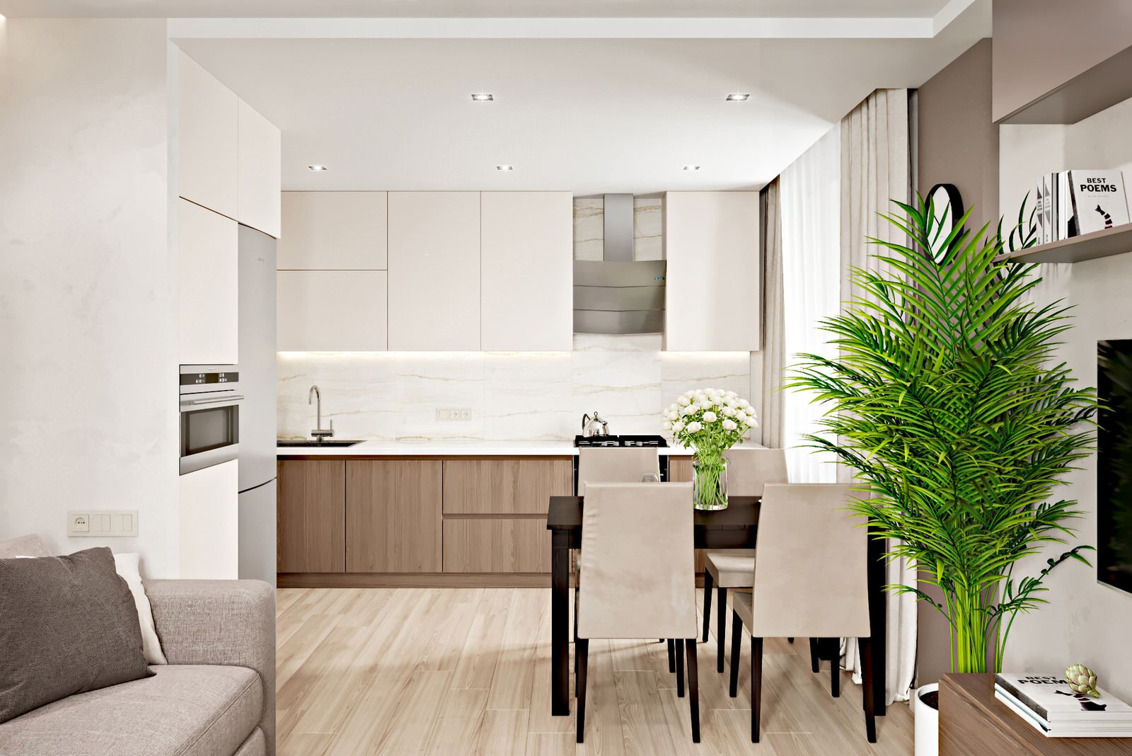 3-комн. квартира - 90 м2. Кухня-гостиная