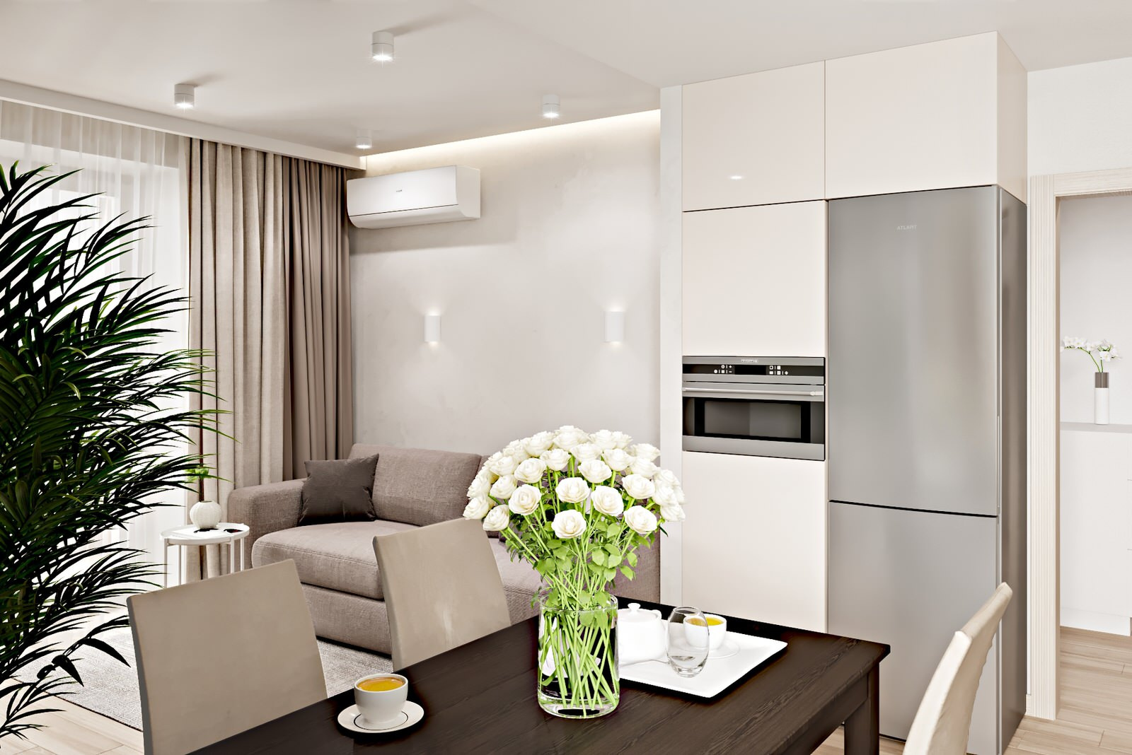 3-комн. квартира - 90 м2. Кухня-гостиная