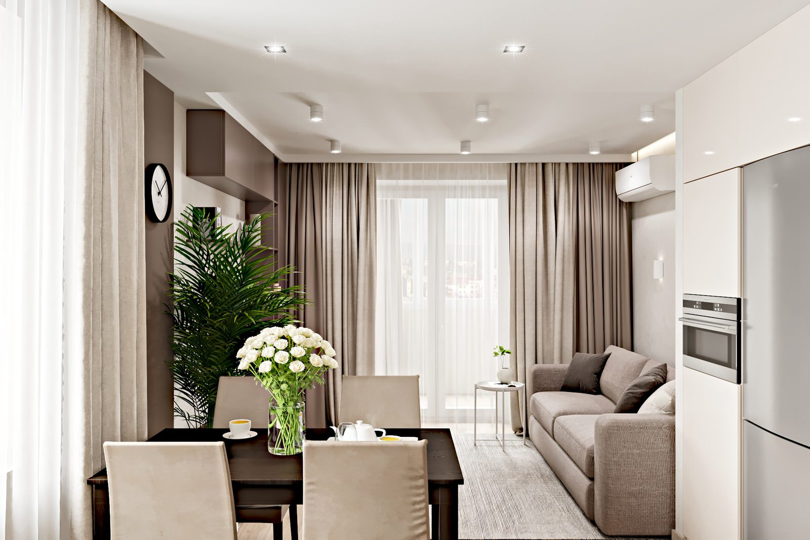 3-комн. квартира - 90 м2. Кухня-гостиная