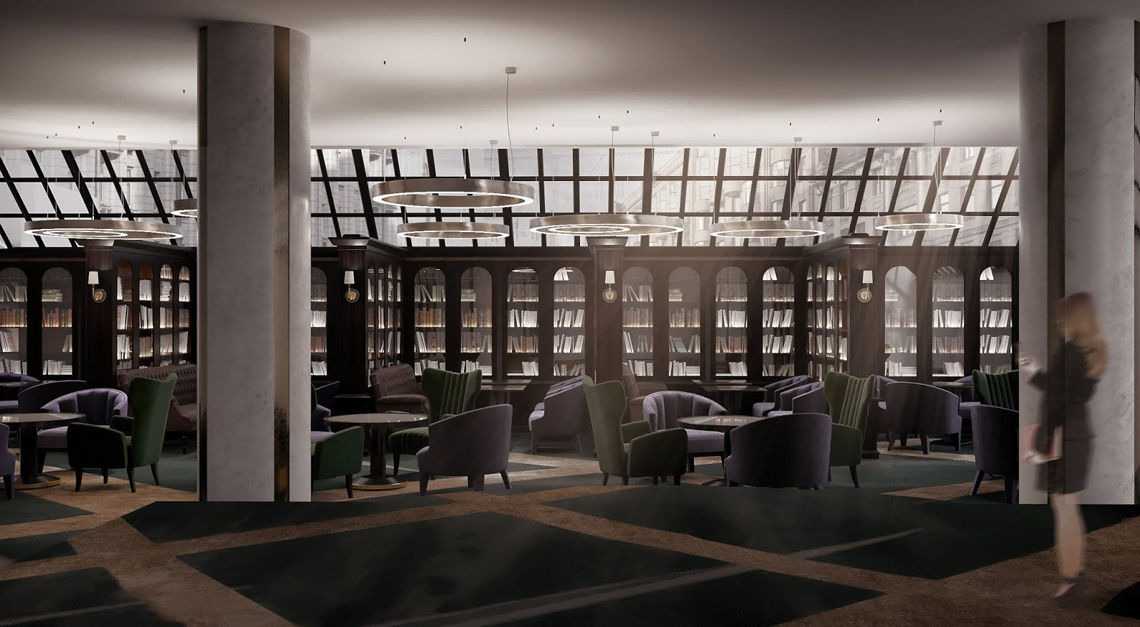 Visualizations of ground floor of Moscow Marriott Tverskaya Hotel
