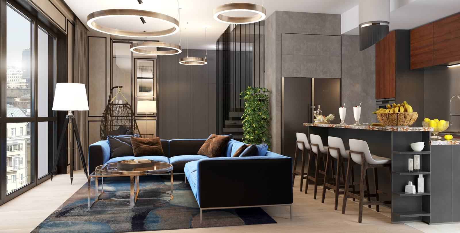 Interiors of private flat at housing complex Monodom