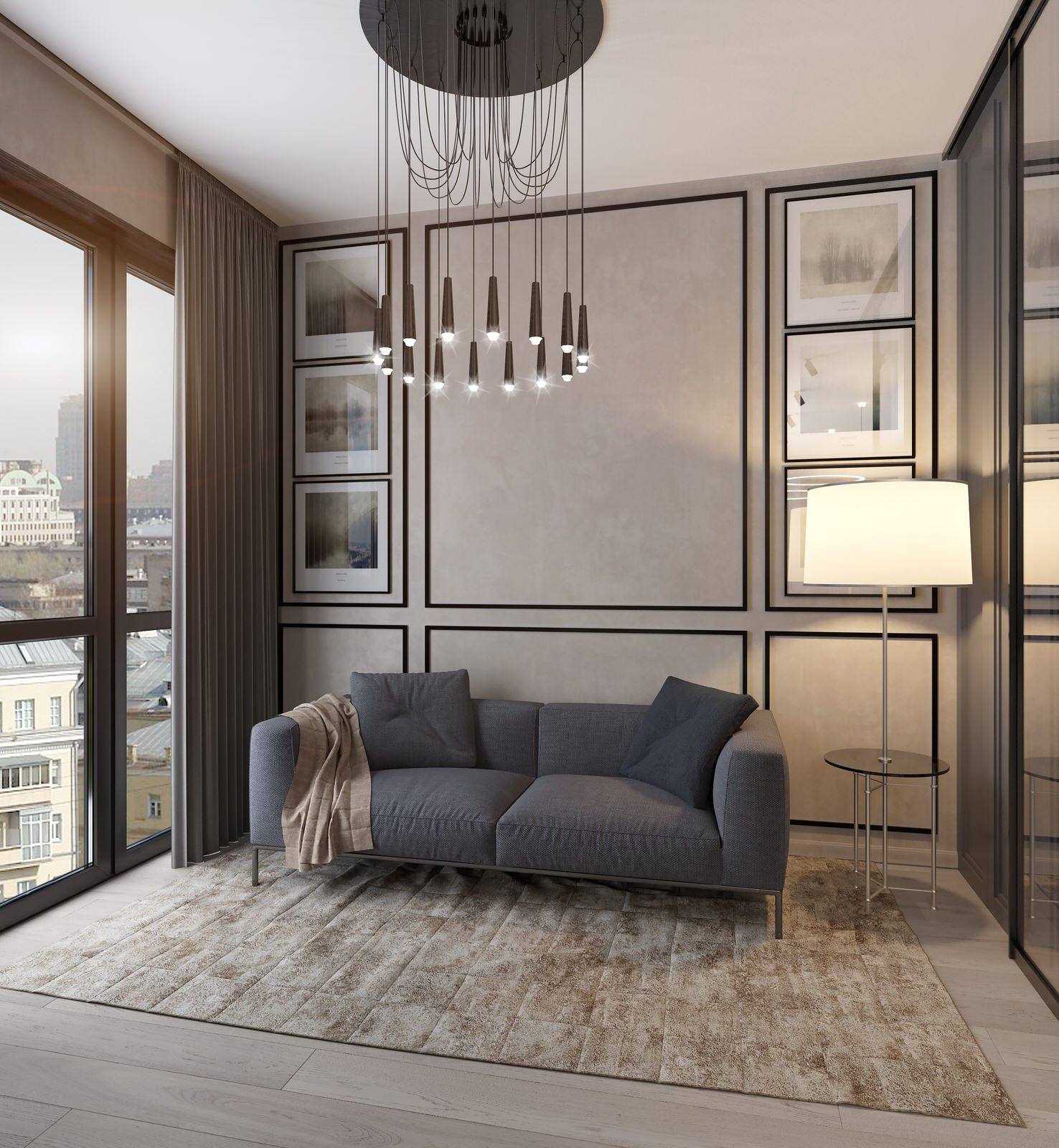 Interiors of private flat at housing complex Monodom