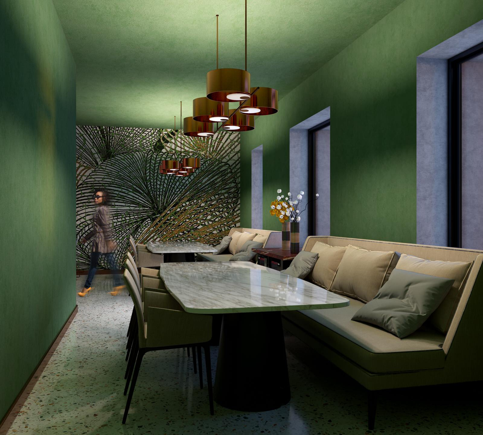 Interior visualisation of cafe and restaurant Villa Forli