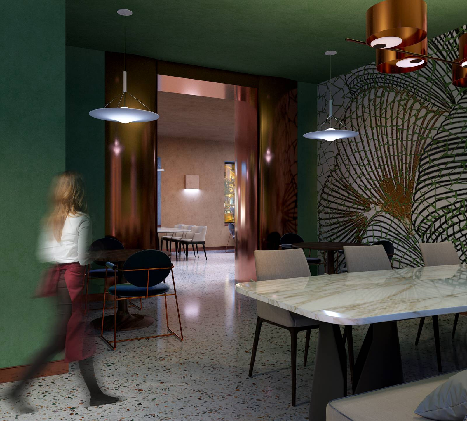 Interior visualisation of cafe and restaurant Villa Forli