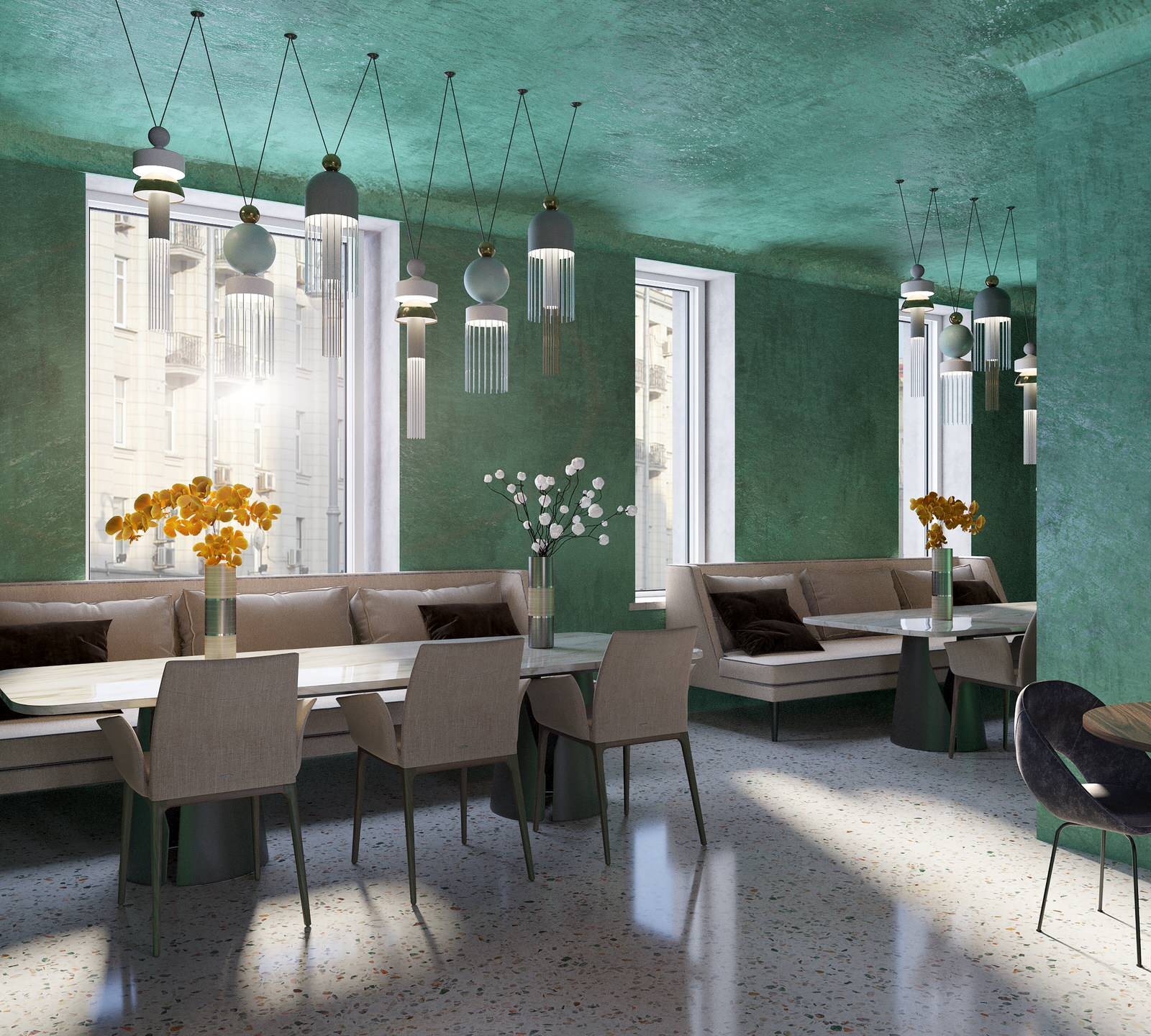 Interior visualisation of cafe and restaurant Villa Forli