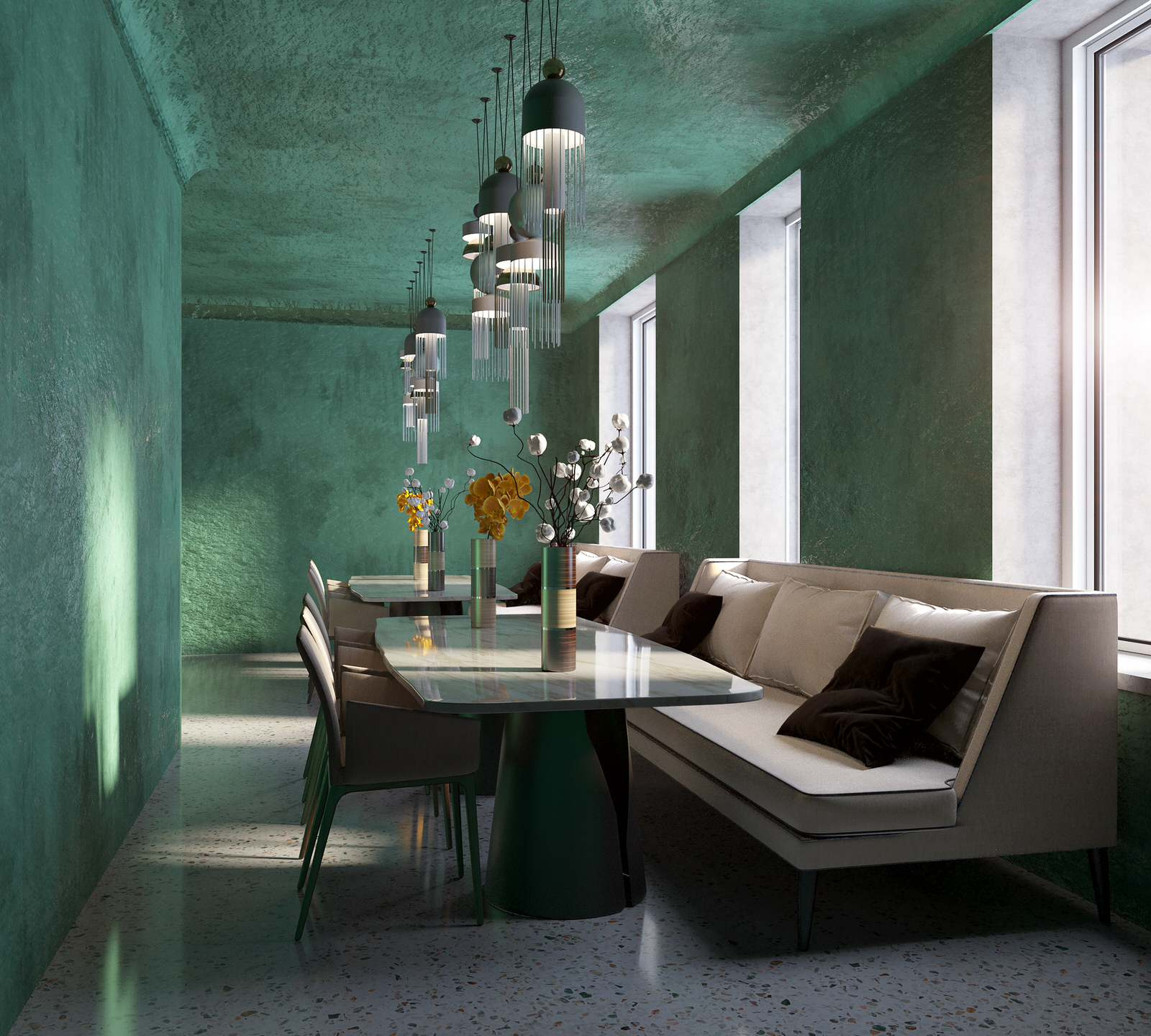 Interior visualisation of cafe and restaurant Villa Forli