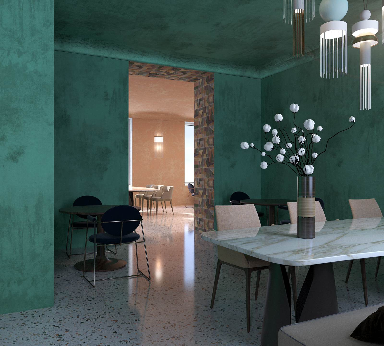 Interior visualisation of cafe and restaurant Villa Forli