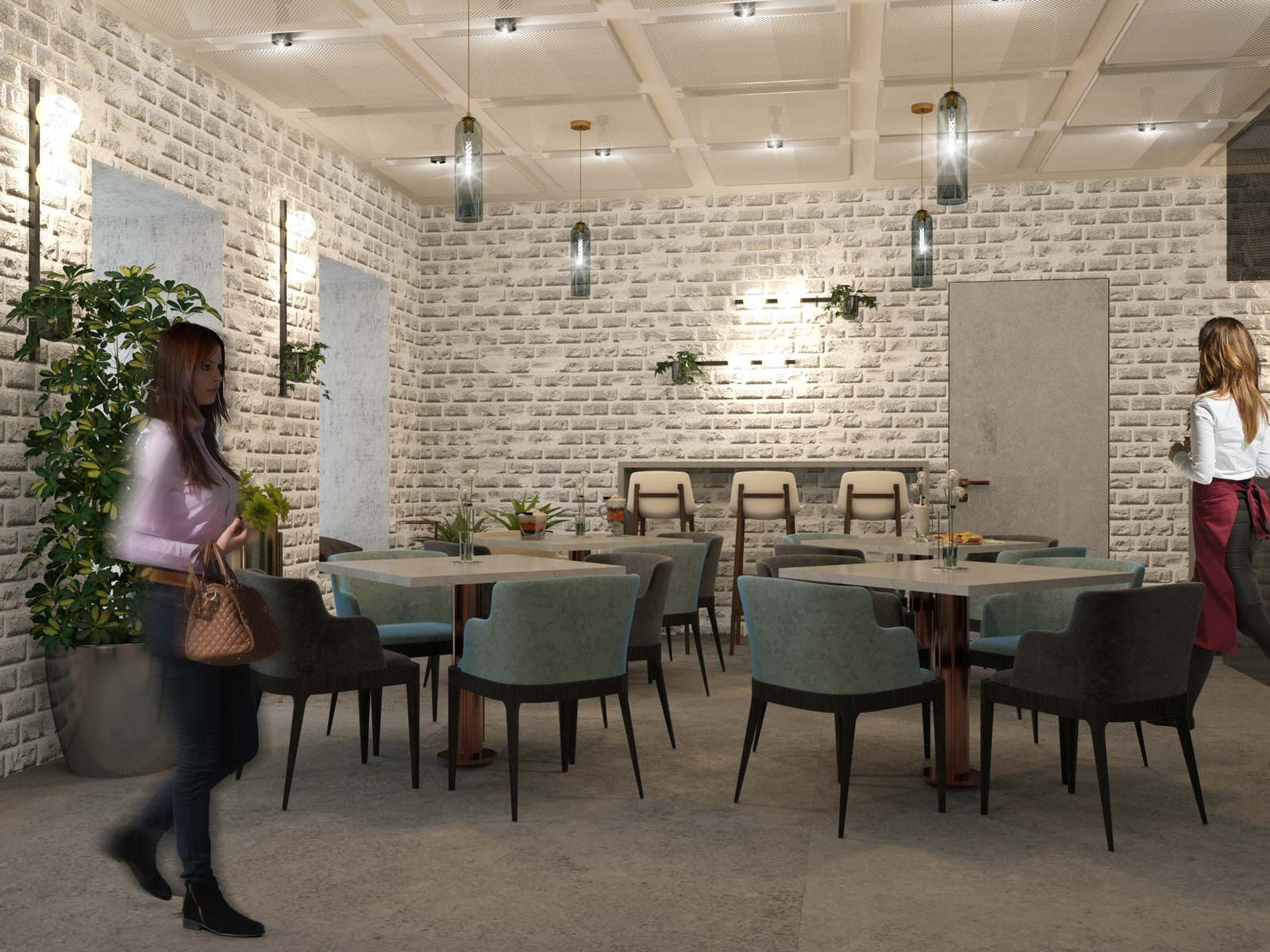 Interior visualisation of food court Manor of Food in the center of Moscow