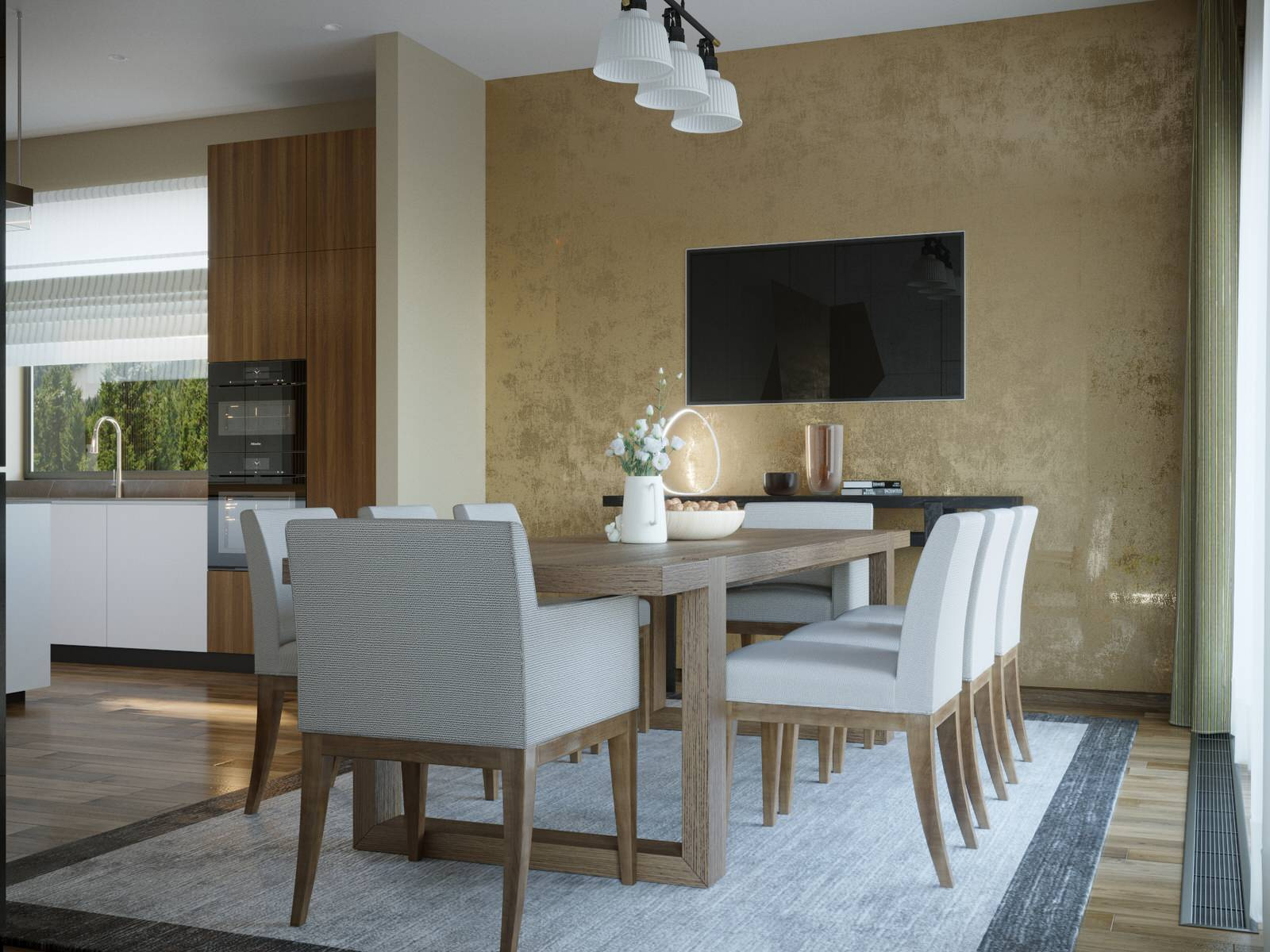 Дом в Веселом dining + kitchen