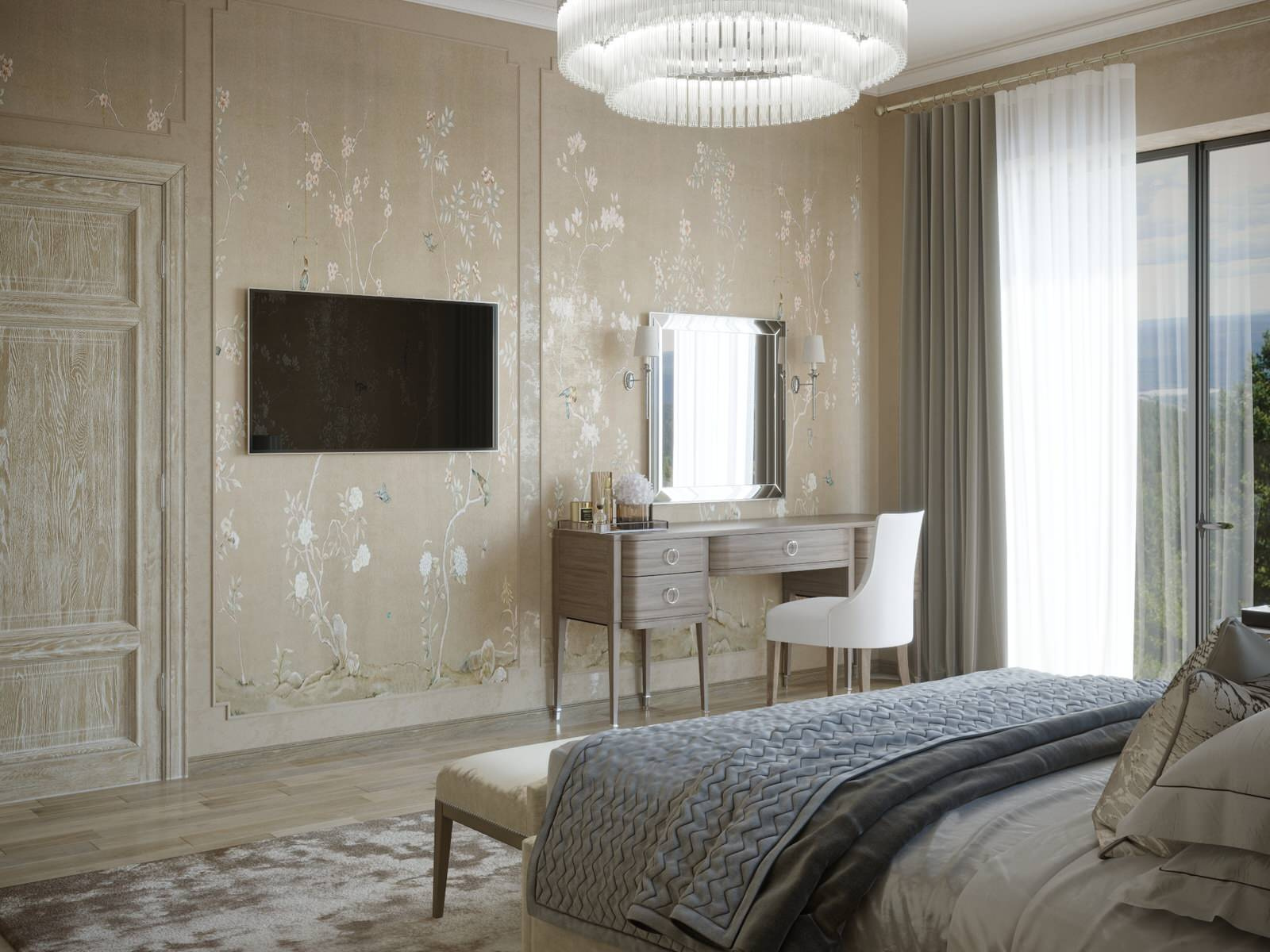 Дом в Веселом master bedroom + wardrobe