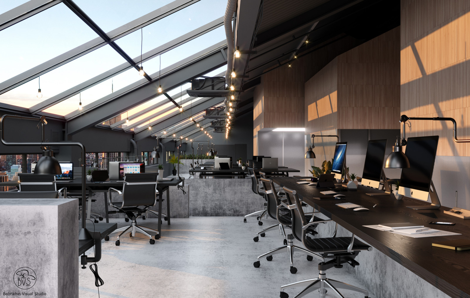 Обложка проекта: Office interior with the view of Manhattan