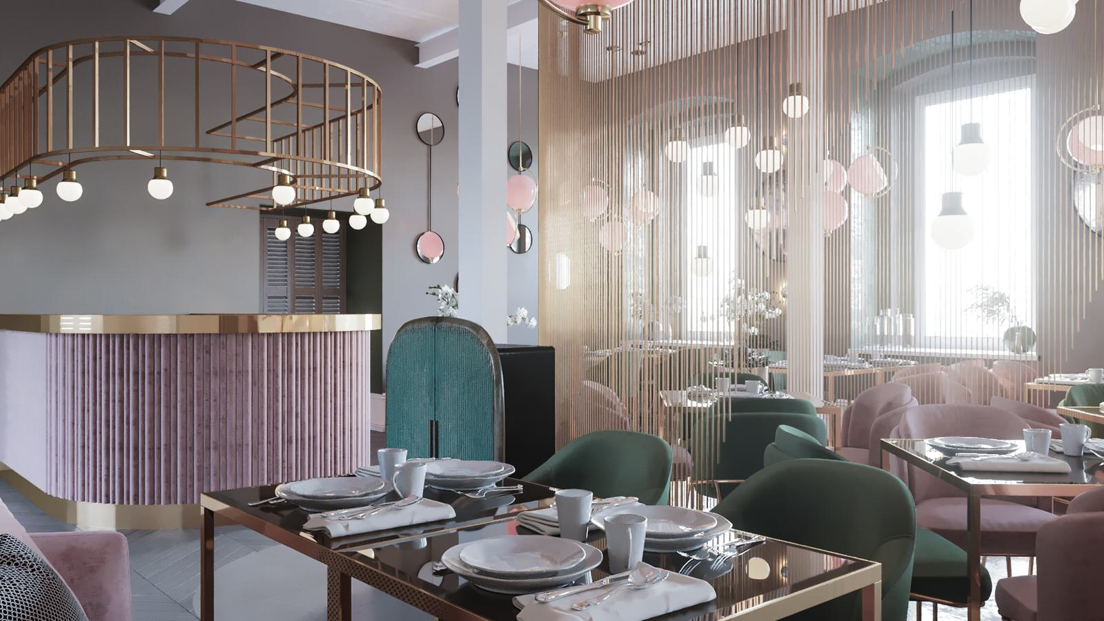 Restaurant_011_визуализация интерьера для ресторана "Джульетта" в г. Спб