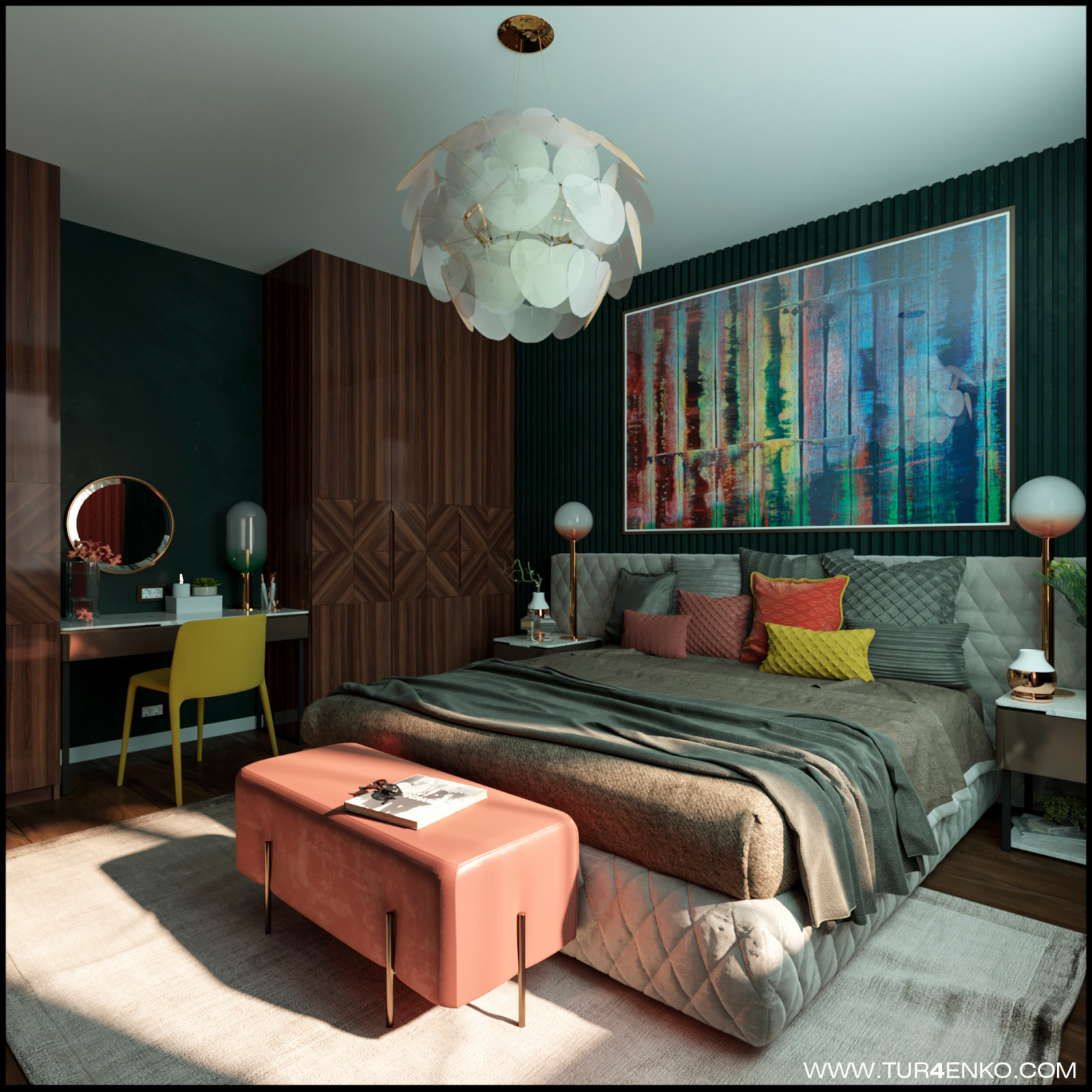 Дизайн спальни в современном стиле  в ЖК "АРТ"
