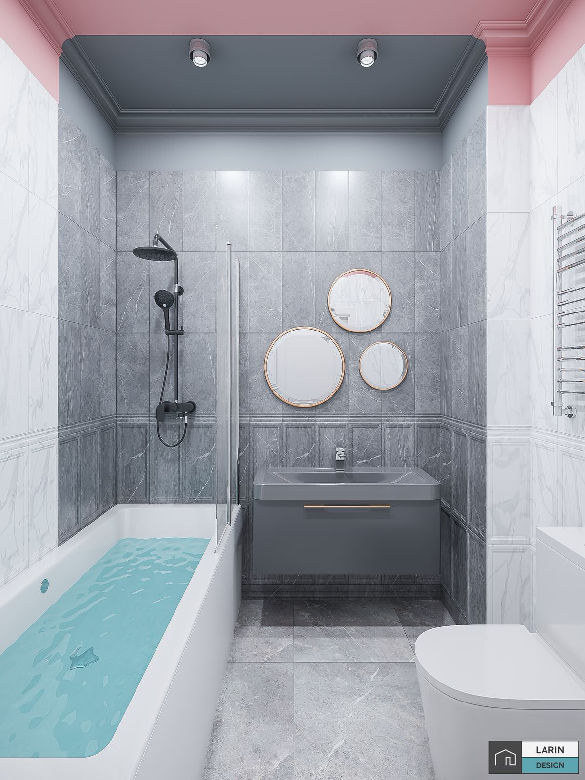 GREY-PINK BATHROOM