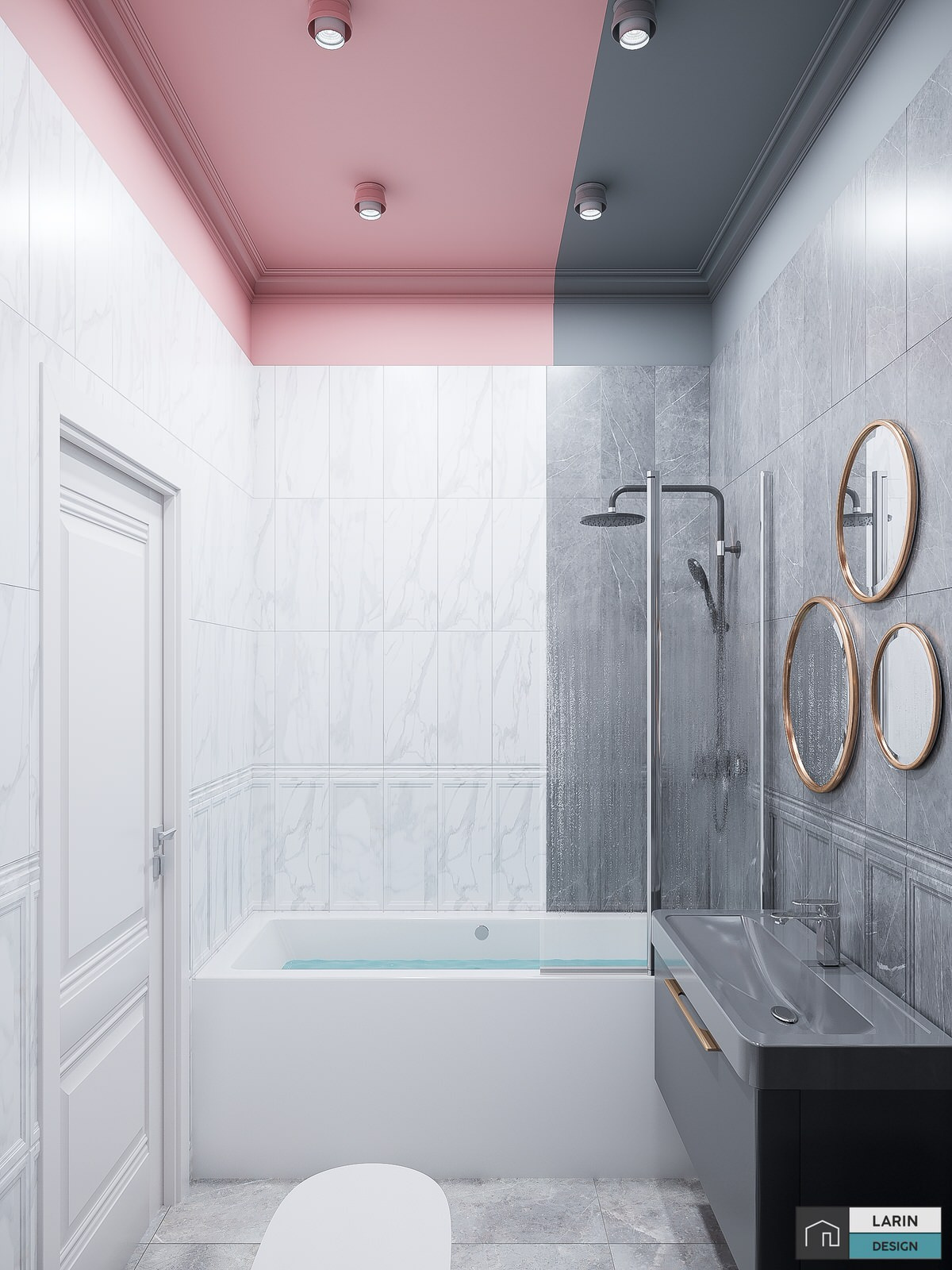 GREY-PINK BATHROOM