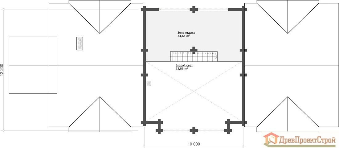 Дом из оцилиндрованных бревен 443,92м². Размеры 27400 х 15630.Проект № 307