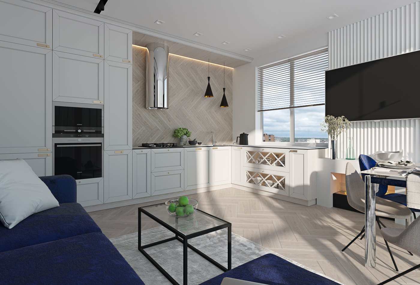 Open kitchen - living room interior design
